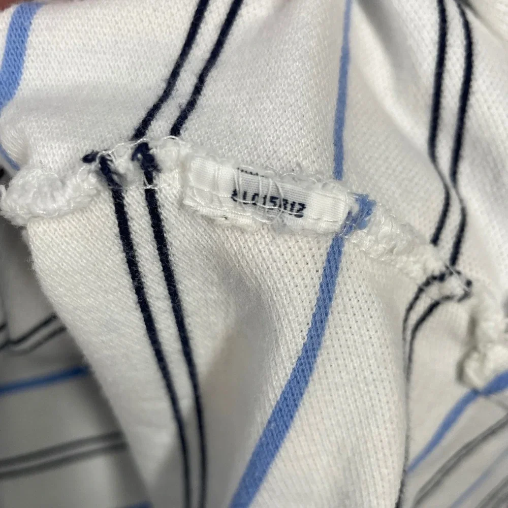 Polo Ralph Lauren White Blue Striped Pique Polo Shirt Mens XL Preppy